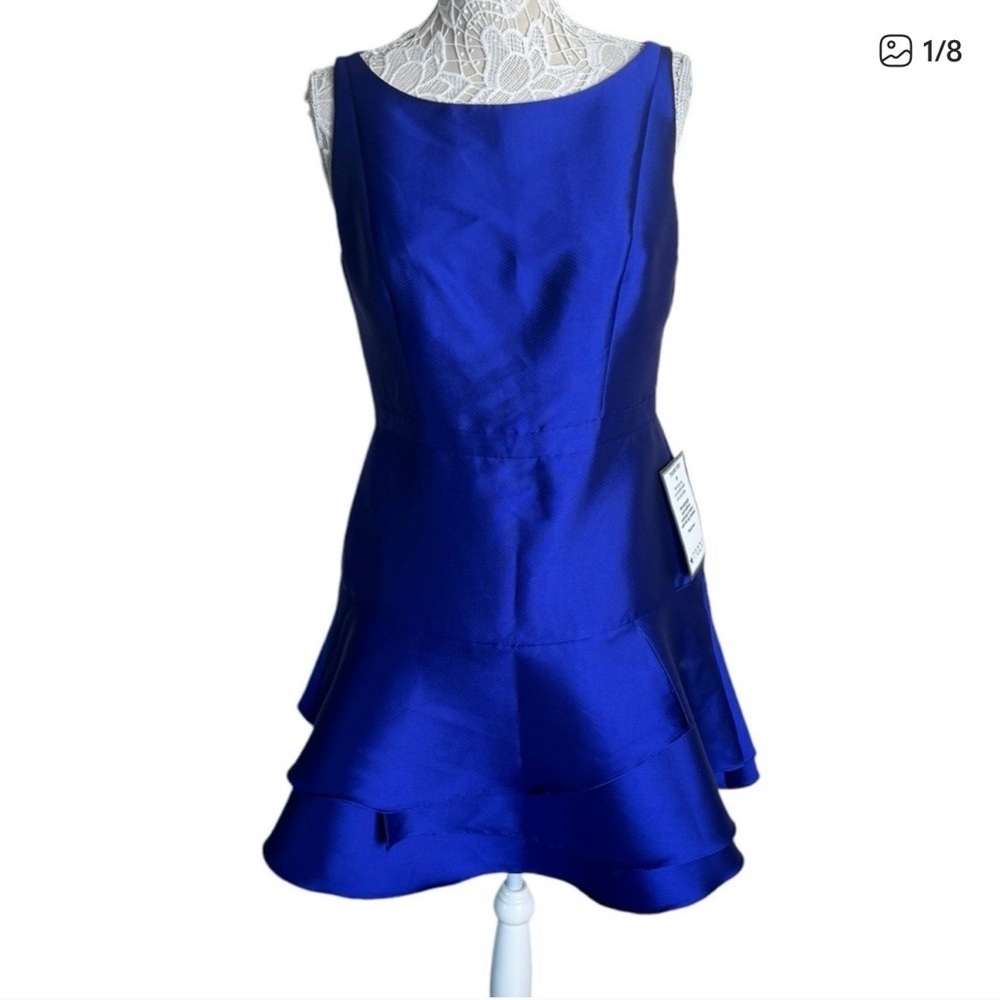NWT Adrianna Papell Jacquard Party Fit & Flare Dress Neptune Royal Blue size 12